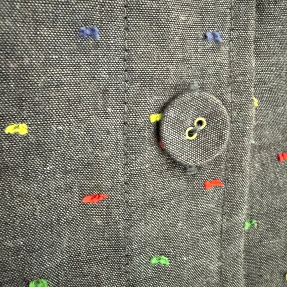 Modcloth Size Large Blue Button Front Tank Top Colorful Polka Dots Swiss Dots - Picture 9 of 11